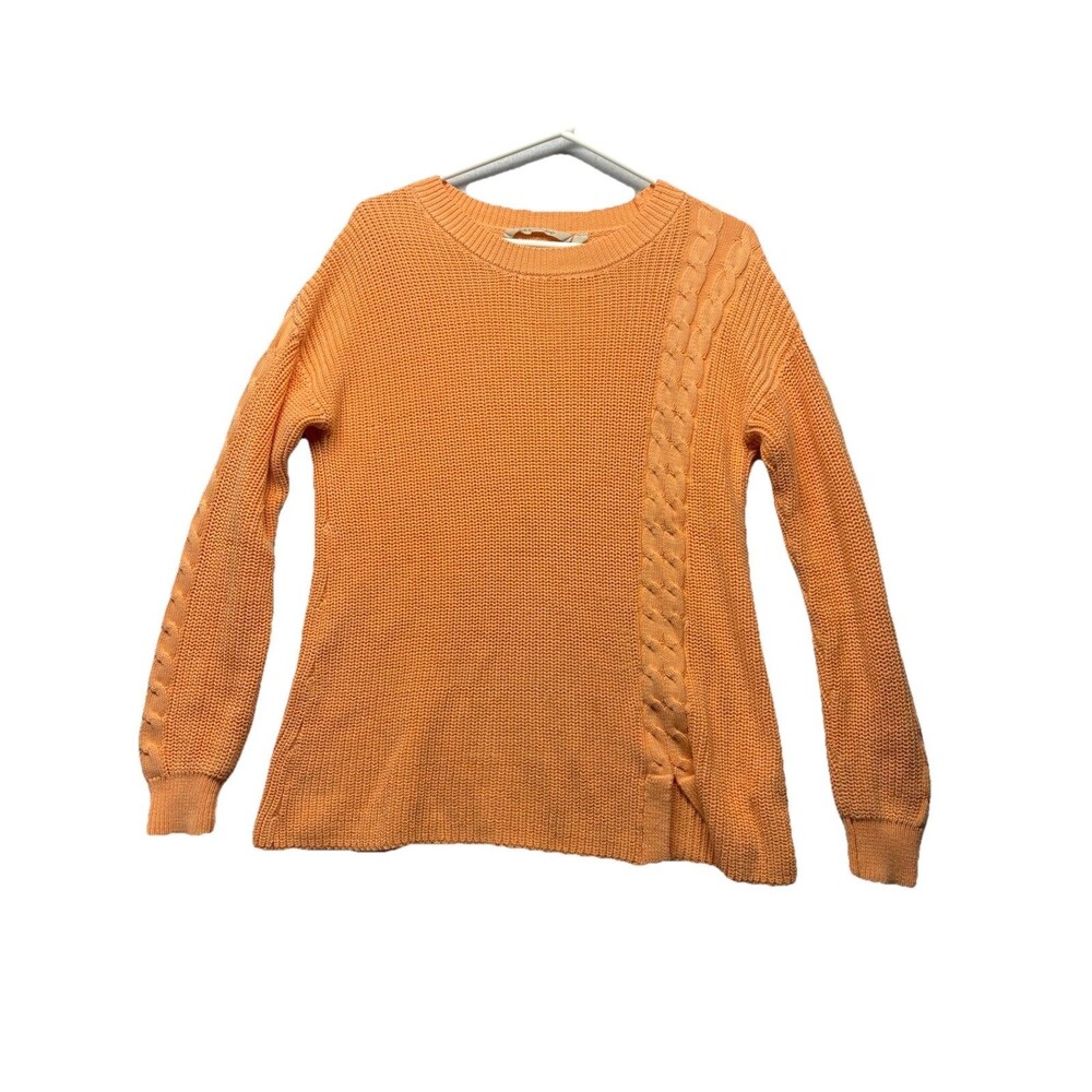 Soft Surroundings Small Orange Chunky Cable Knit Heavyweight Tunic Sweater